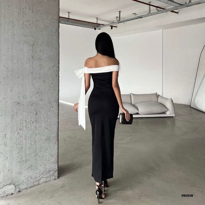 Black Collar Midi Dress