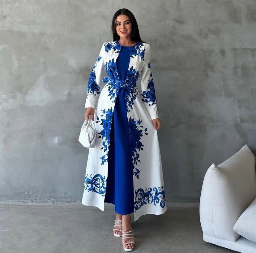 Floral sleeve Dress with belt