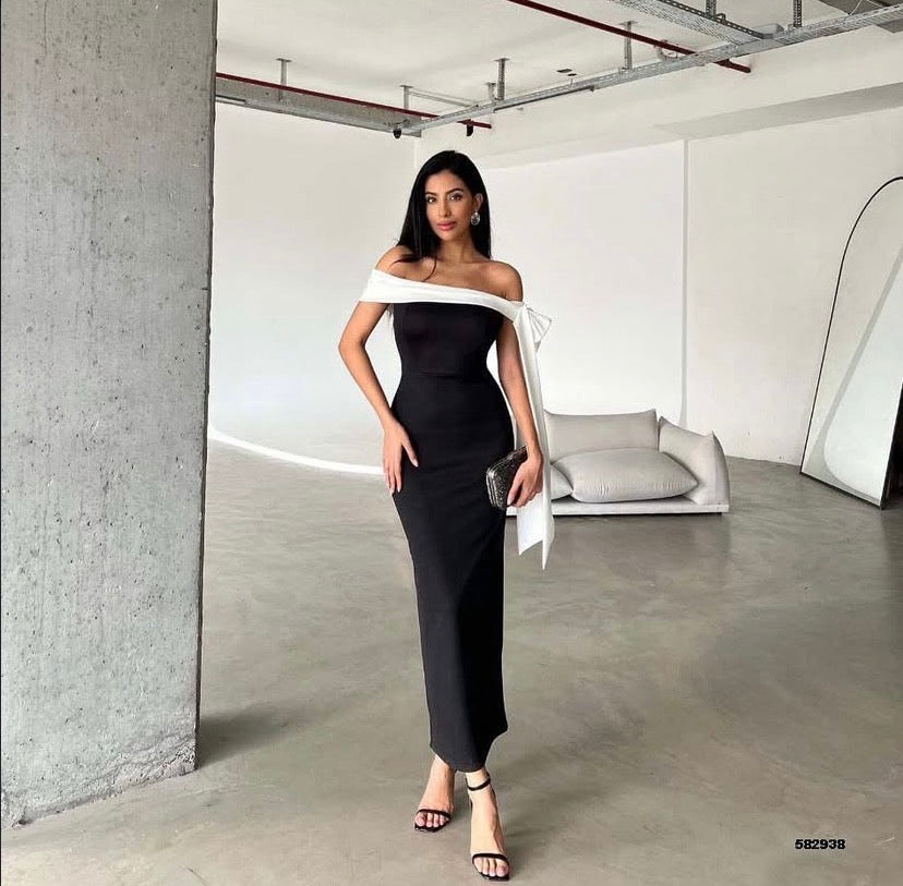 Black Collar Midi Dress