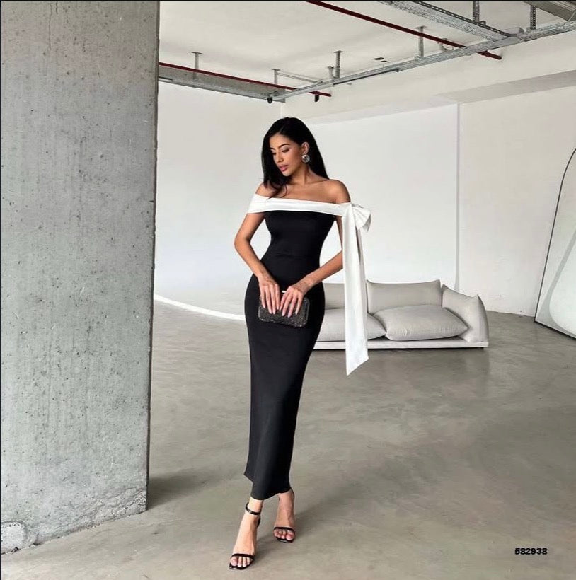 Black Collar Midi Dress