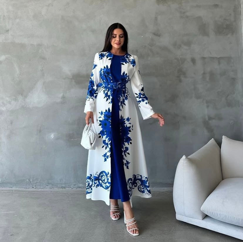 Floral sleeve Dress with belt