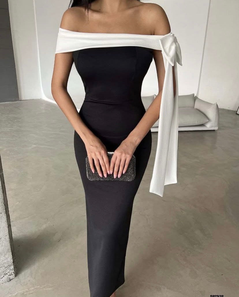 Black Collar Midi Dress