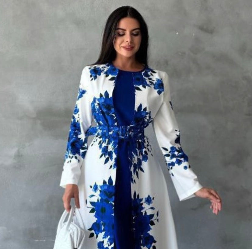 Floral sleeve Dress with belt