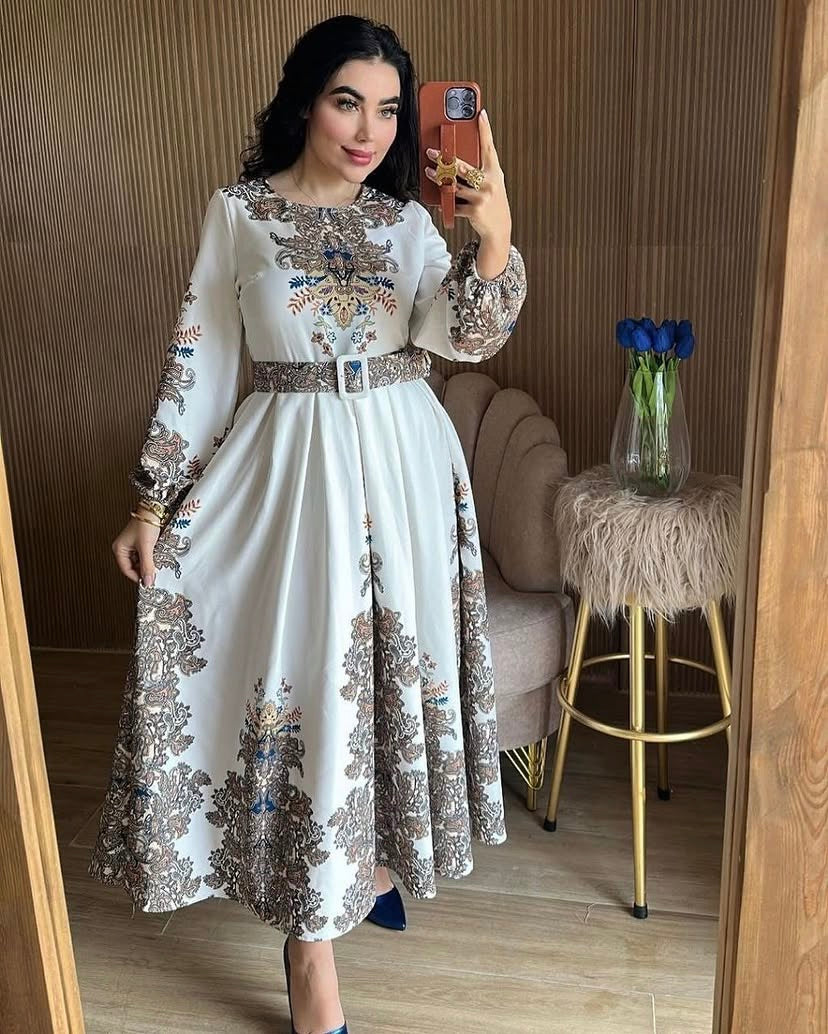 Floral sleeve Dress with belt