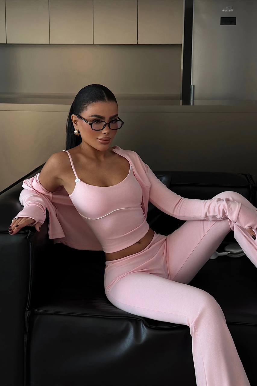 Pink crop top Set
