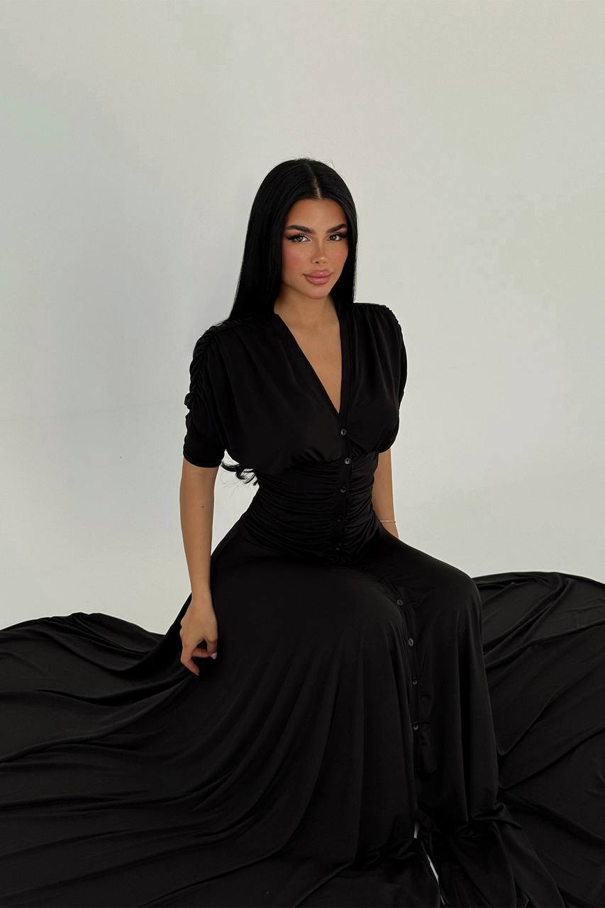 Button Detail Long Dress