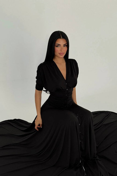 Button Detail Long Dress