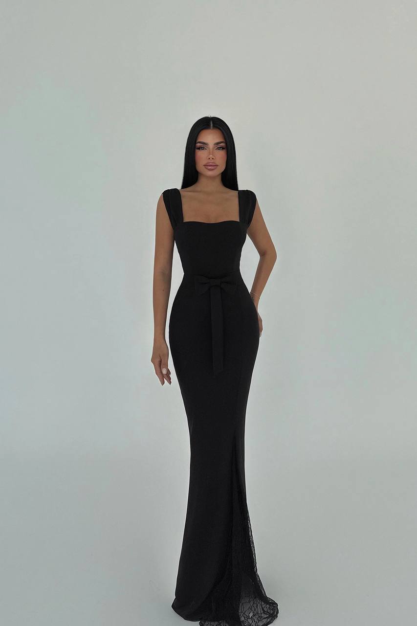 Remmy Slit Lace Detail Long Dress
