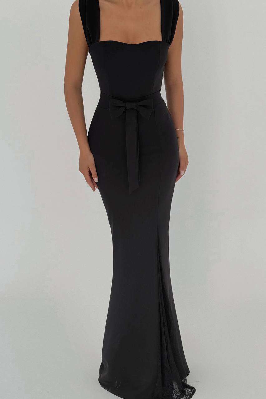 Remmy Slit Lace Detail Long Dress