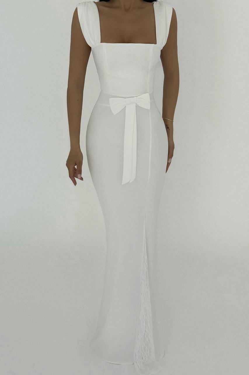 Remmy Slit Lace Detail Long Dress