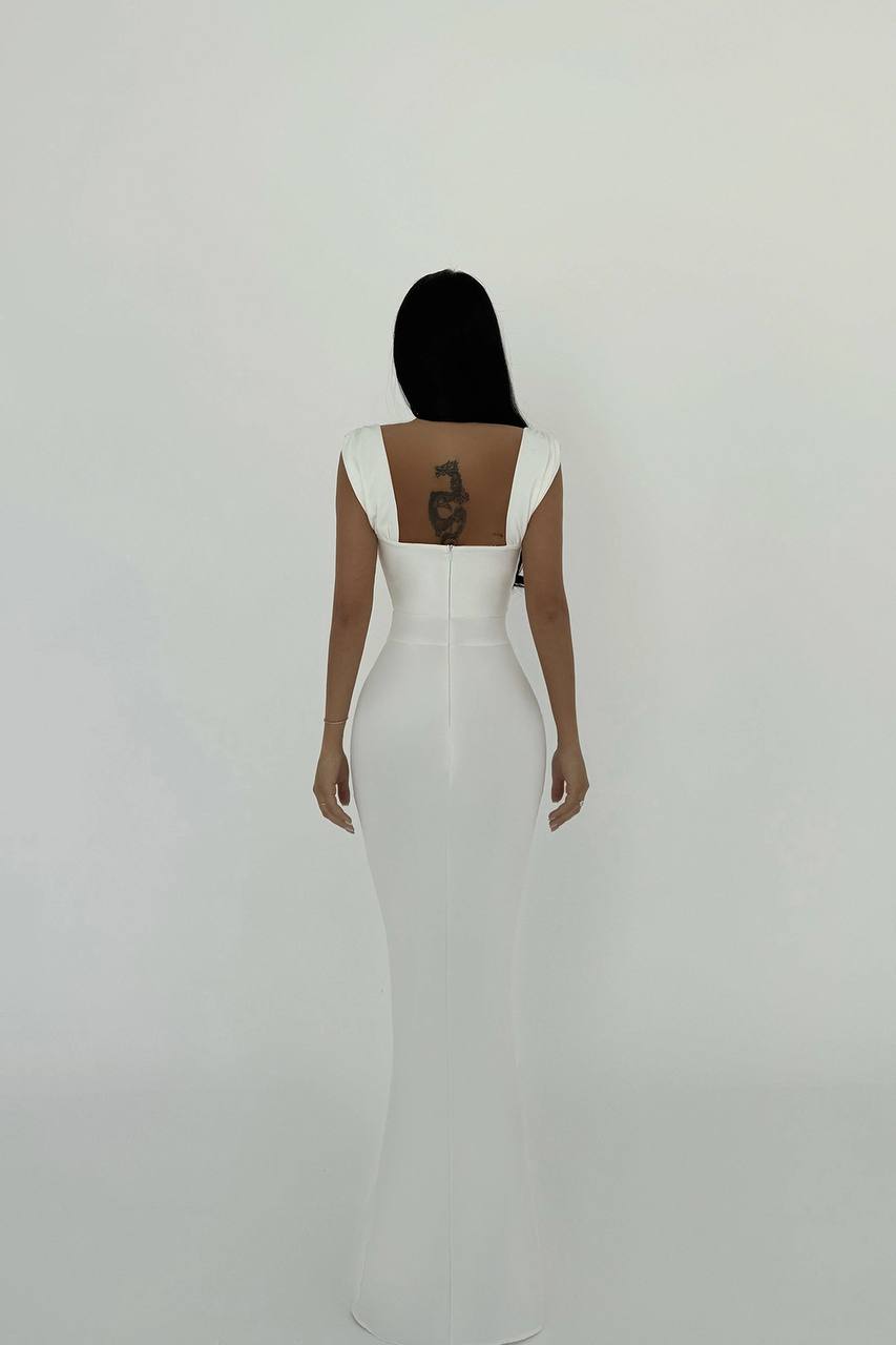 Remmy Slit Lace Detail Long Dress