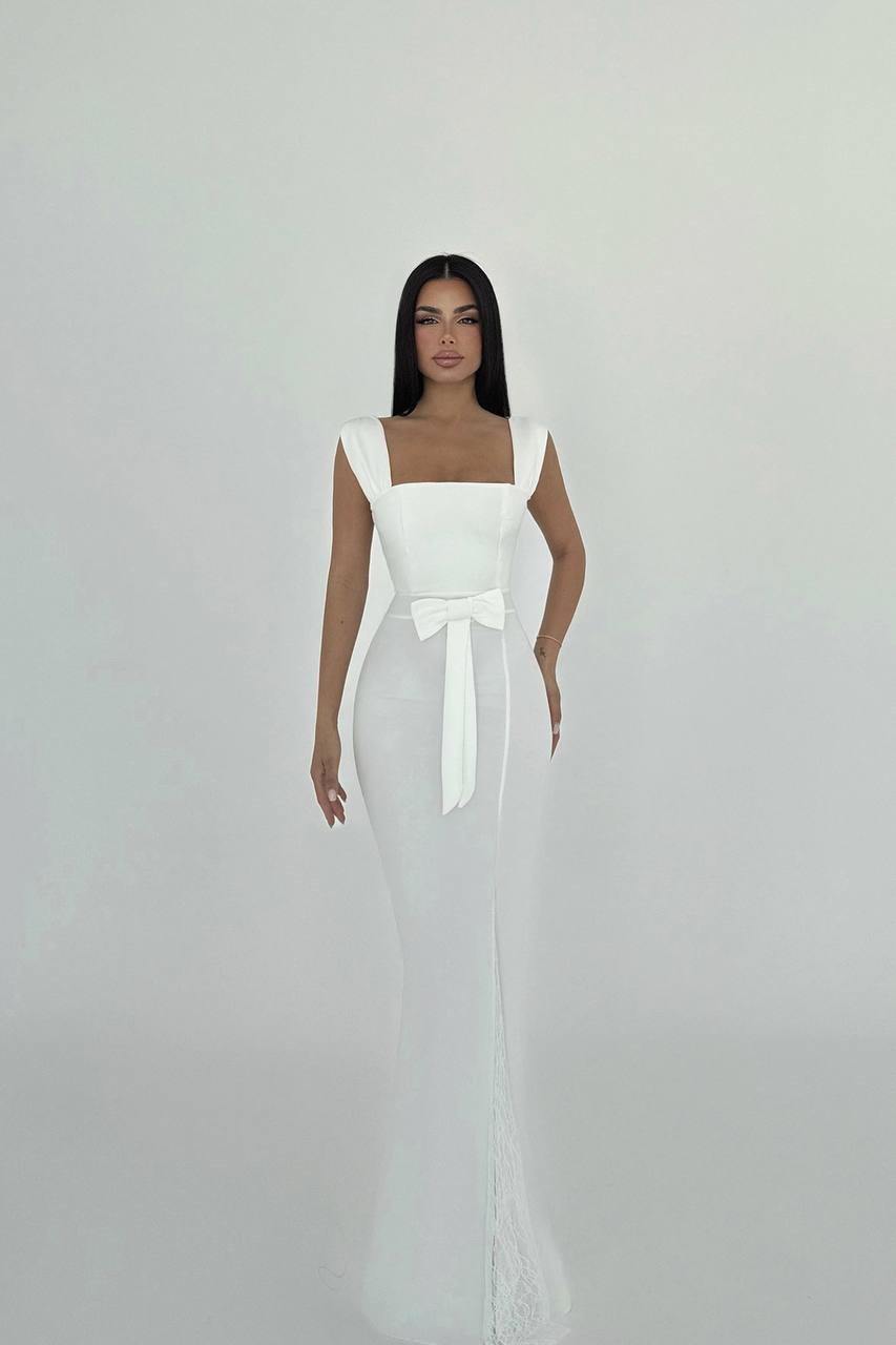 Remmy Slit Lace Detail Long Dress