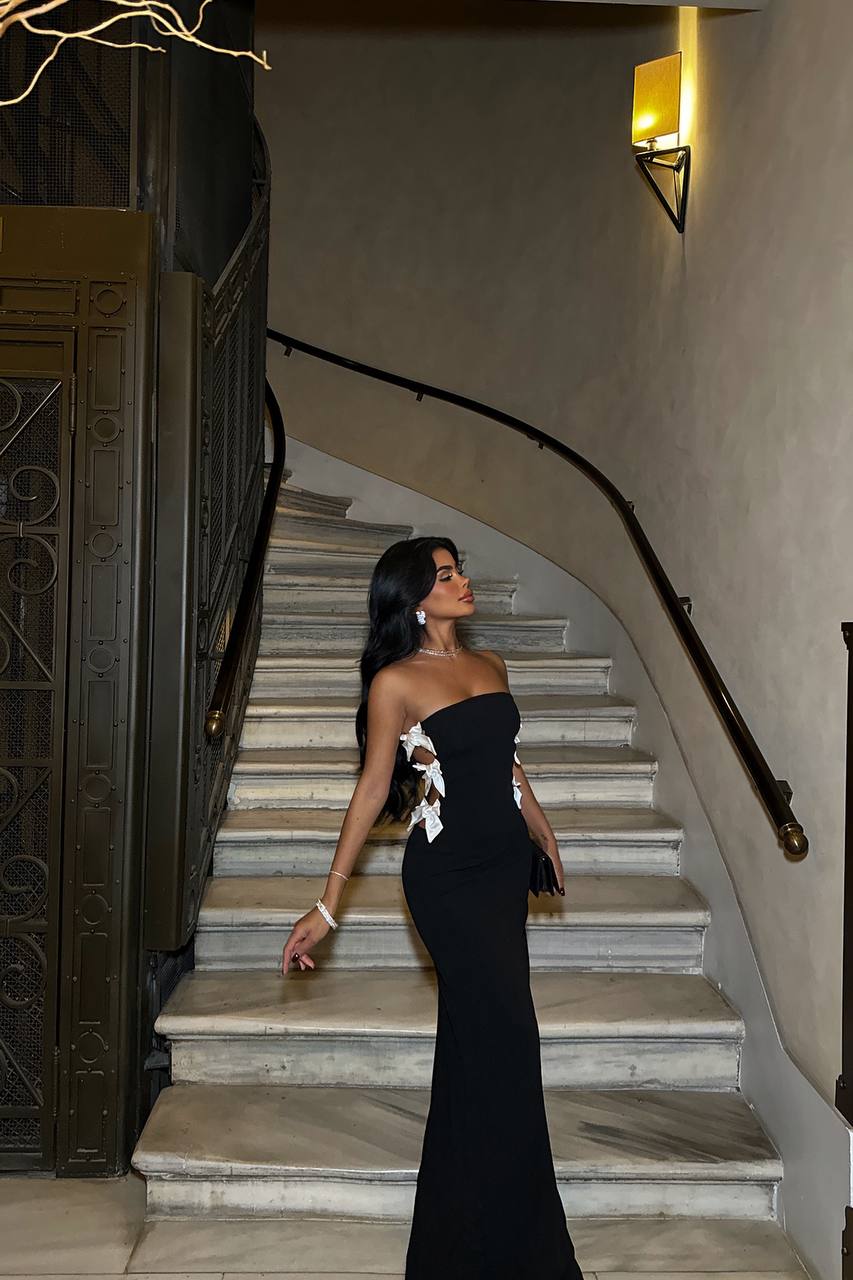 Black Bow Detail Long Dress